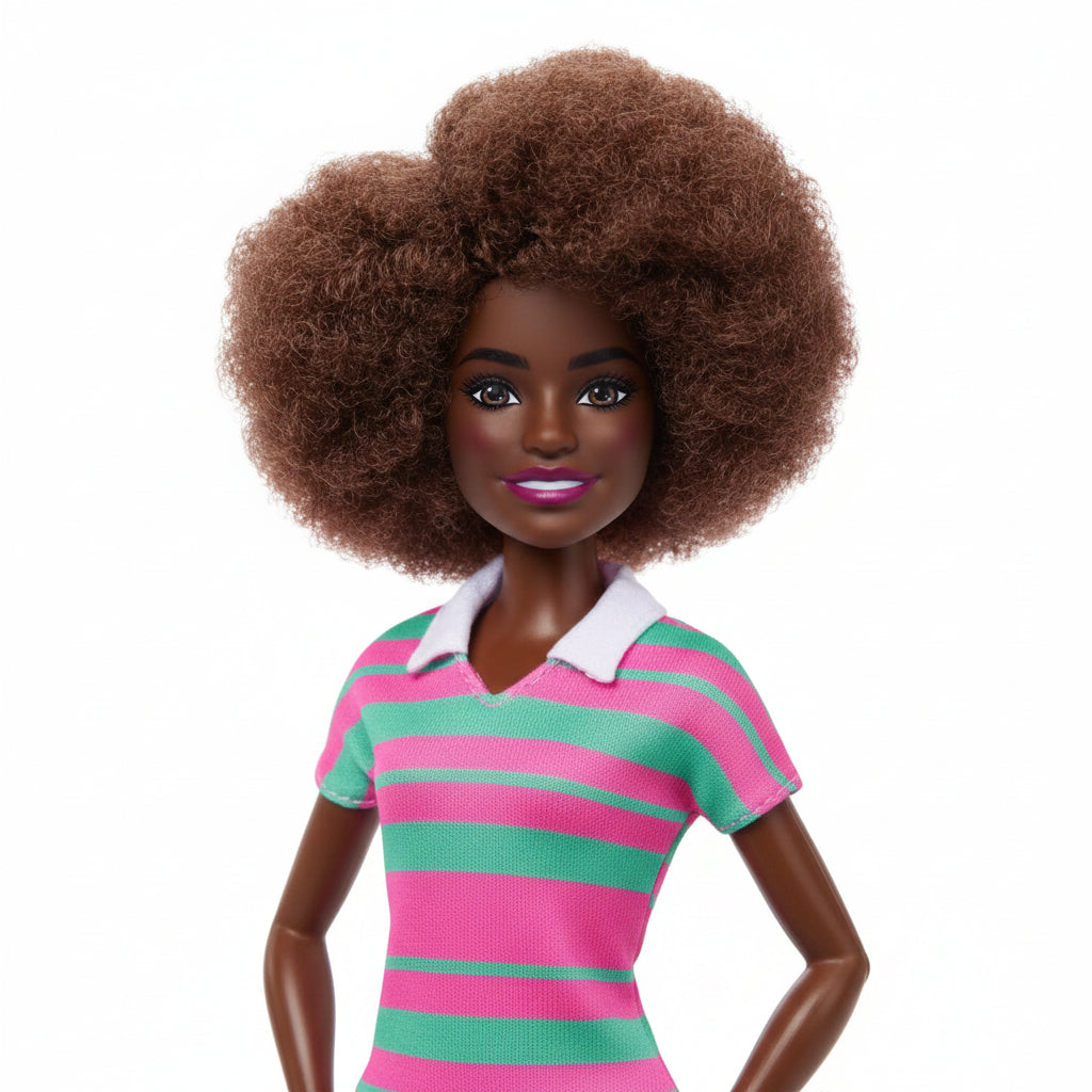 Barbie Fashionistas Doll #247 with Pink and Green Striped Dress