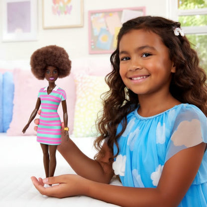 Barbie Fashionistas Doll #247 with Pink and Green Striped Dress