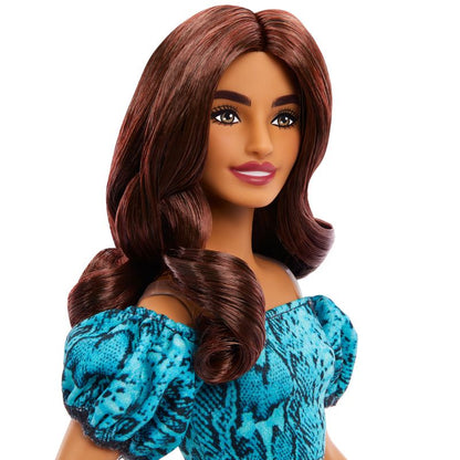 Barbie Fashionistas Style Doll #250 in Turquoise Snake Print Skirt