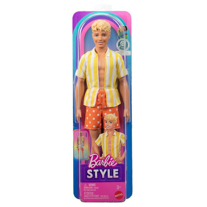 Barbie Fashionistas Style Ken Doll #252 in Orange and Yellow Polka-Dot Shorts