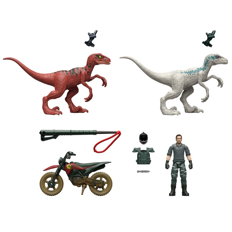 Jurassic World Reimagined Motorcycle Owen Grady & Raptors & Tools Retro Pack Fallen Kingdom Toy