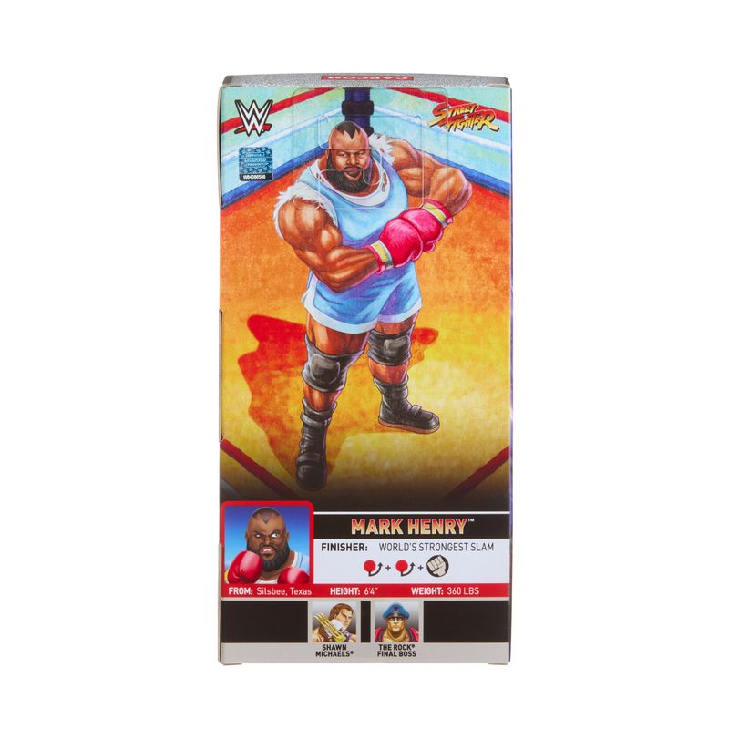 WWE x Street Fighter Mark Henry Action Figure & Accessories, 6" Collectible Balrog Mashup Set