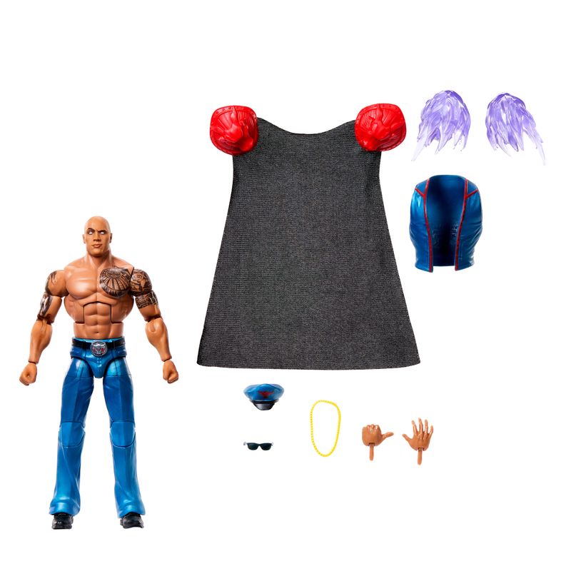 WWE x Street Fighter The Rock Final Boss Action Figure & Accessories, 6" Collectible M. Bison Player 2 Mashup Set