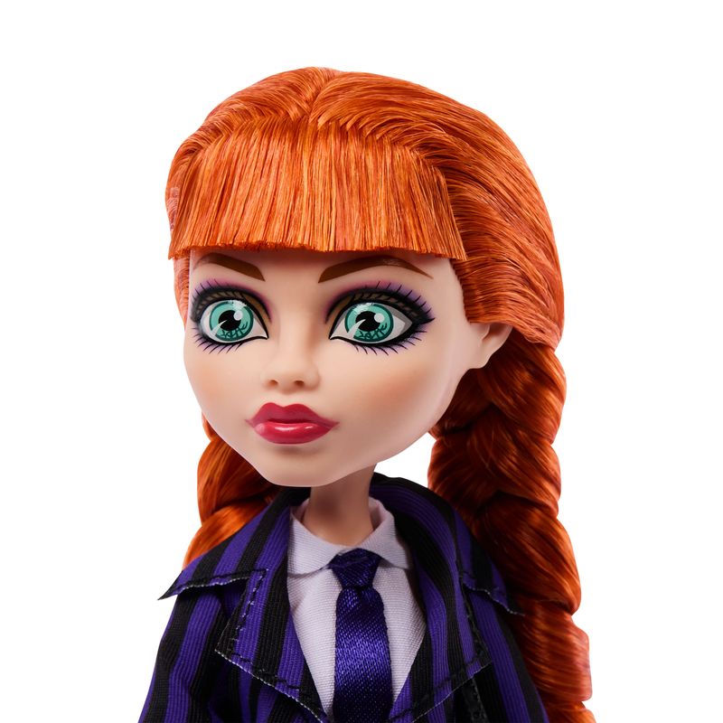 Monster High Wednesday Collectible Doll, Agnes DeMille with Purple Uniform and Accessories