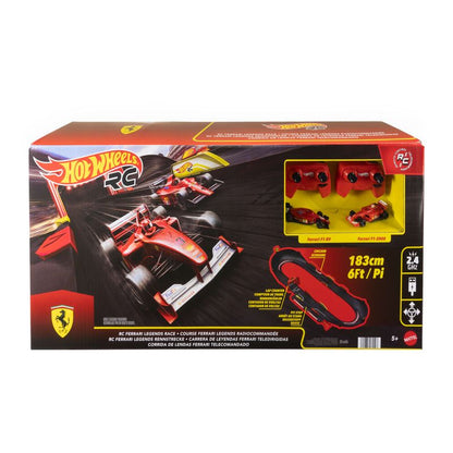 Hot Wheels Ferrari Legends Race Track Set with 2 Remote-Control Cars in 1:64 Scale
