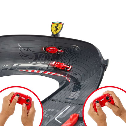 Hot Wheels Ferrari Legends Race Track Set with 2 Remote-Control Cars in 1:64 Scale