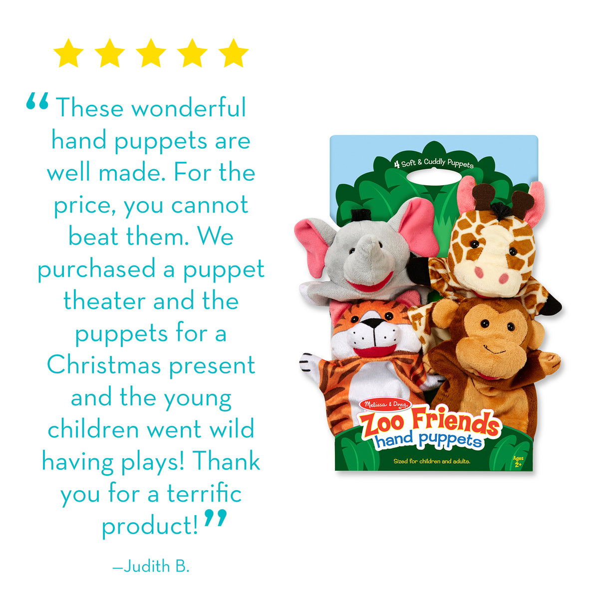 Melissa & Doug Hand Puppets - Zoo Friends