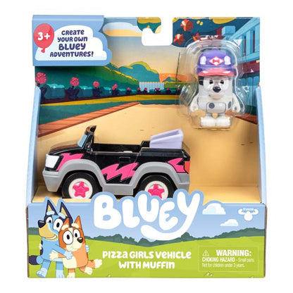 Bluey Basic Vehicle & Figure Pizza Girls Vehicle With Muffin