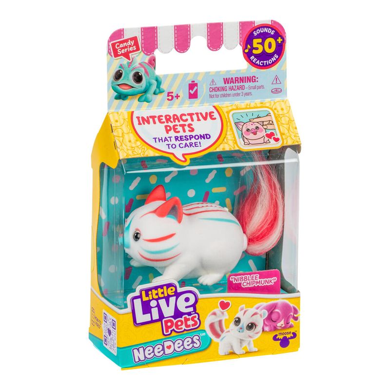 Bring home the Little Live Pets S2 Lil Needees Nibblee Chipmunk, a charming collectible pet toy packed with personality, surprises, and imaginative play.