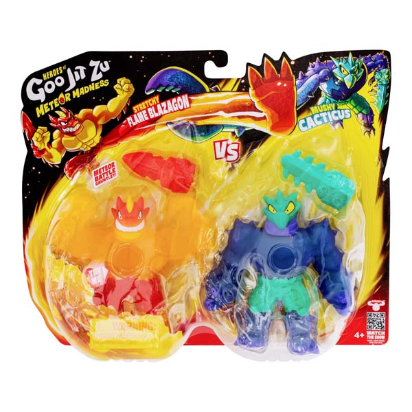 Heroes Of Goo Jit Zu Hero Creator Make Your Own Stretchy Flame Blazagon Vs Mushy Cacticus