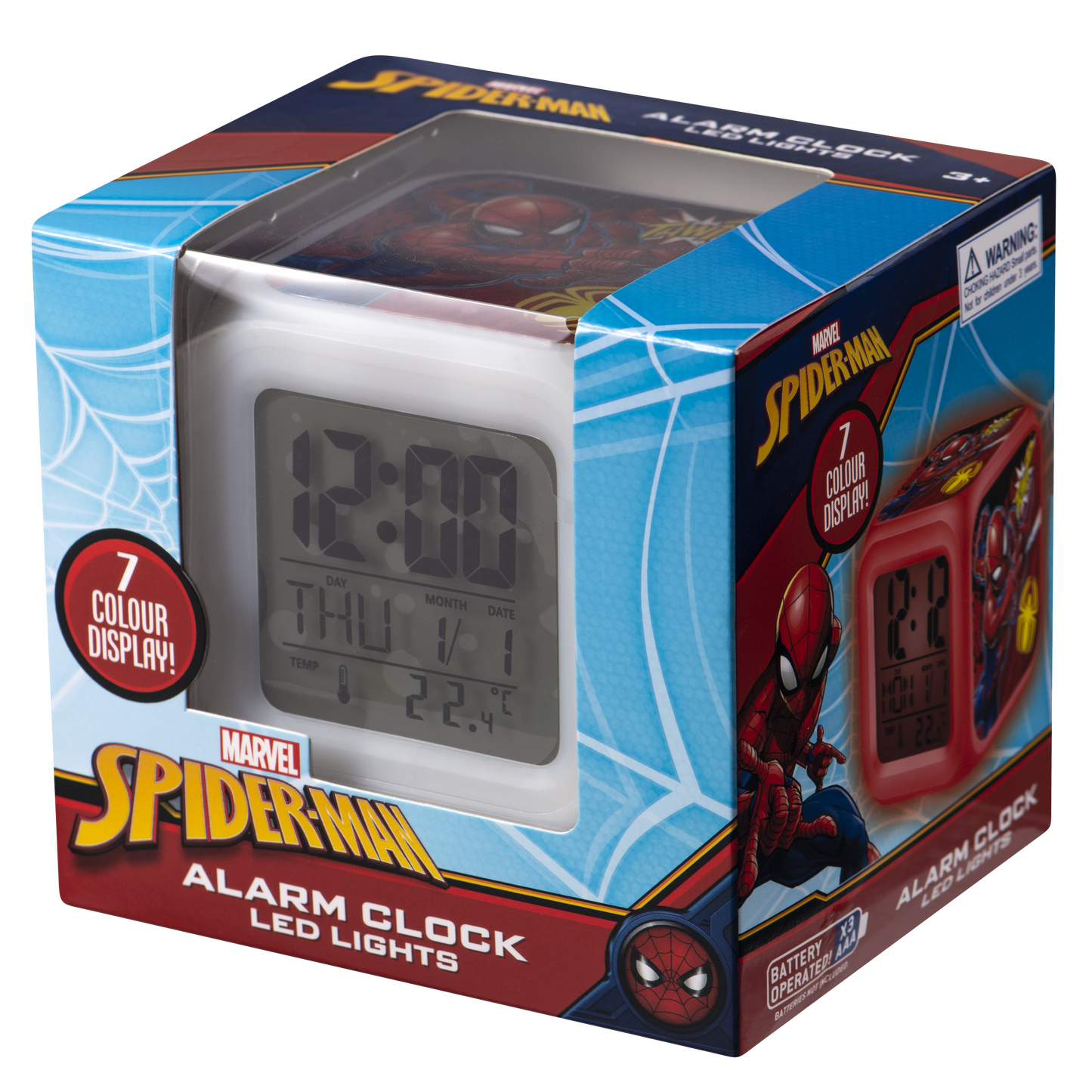 Marvel Spiderman Cube Alarm Clock Led Lights