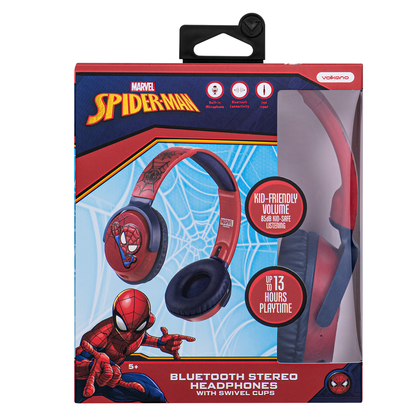 Marvel Spiderman Bluetooth Headphone 85Db Safe Listening Volume