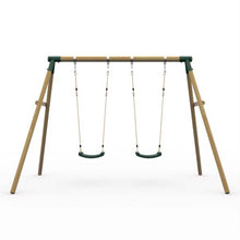 Plum Marmoset Wooden Swing Set Durable Double Swing for Backyard Fun