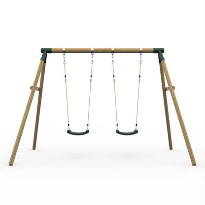 Plum Marmoset Wooden Swing Set Durable Double Swing for Backyard Fun