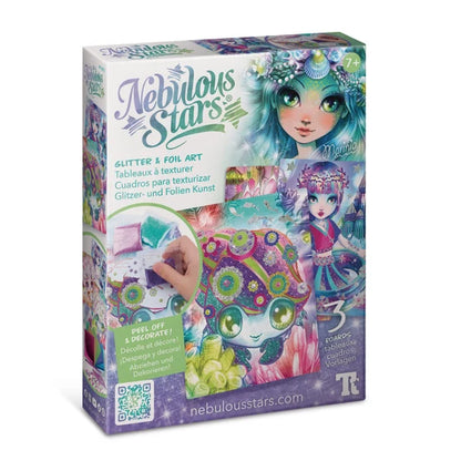 Glitter and foil art kit box with illustrated star character and colorful designs