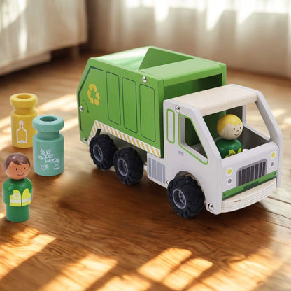 Wooden Recycling Garbage Truck Playset