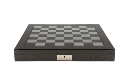 Dal Rossi Italy Evil Ring Metal Chess Set on Carbon Fibre Shiny Finish Chess Box 20” with compartments