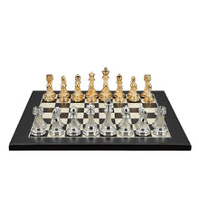 Dal Rossi Italy Modern Staunton Style Gold and Silver Chess Pieces on Black / Erable 40cm Chess Board