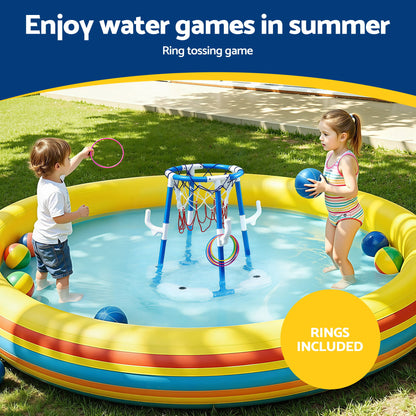 Keezi Kids Basketball Hoop with 4 balls Ring Toss Sports Pool Toys Blue