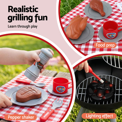 Keezi Kids Pretend Kitchen BBQ Playset Role Play Toy with charcoal Play Food Cup