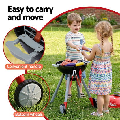Keezi Kids Pretend Kitchen BBQ Playset Role Play Toy with charcoal Play Food Cup