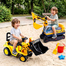 Keezi Kids Ride On Toy Car Bulldozer and Digger with Helmet Outdoor Sandpit Toys Yellow