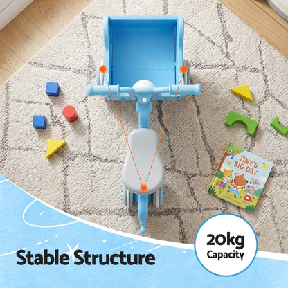 KEEZI Kids Ride On Push Car Toys with Storage Space Animal Stickers Blue 67CMX43CM