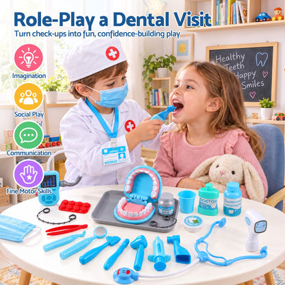 Keezi Kids Doctor Play Set Pretend Dentist Play Set Toy Medical Kits 30PCS