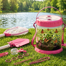 Pink kids bug catcher kit with observation bucket, net, shovel, and insect-view accessories