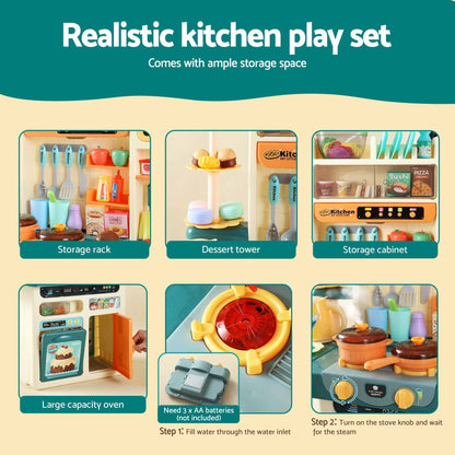 Keezi 2 Piece Kids Pretend Kitchen Playset Water Toys Fishing Game Food Play