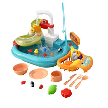 Keezi Kids Pretend Play Kitchen Sink with Faucet Floating Fishing Toys Play food