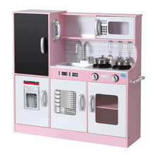 Keezi Kids Wooden Pretend Kitchen Play Set Cooking Toys Pot Ice Cup Oven Blackboard 80CM Pink