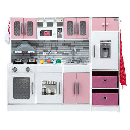 Keezi Kids Kitchen Playset 2-Piece Wooden Pretend Play Coffee Maker Toy 100CM Pink