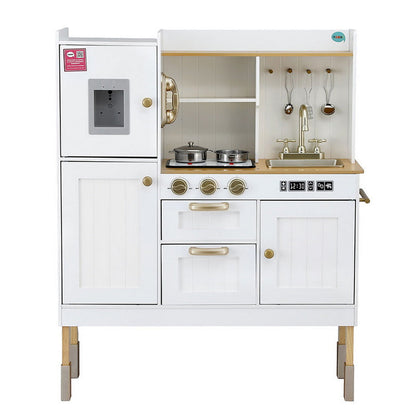 Keezi Kids Kitchen Play Set Wooden Pretend Toys Cooking Children Storage Golden