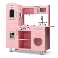 Keezi Kids Kitchen Play Set Wooden Pretend Toys Cooking Children Storage Pink