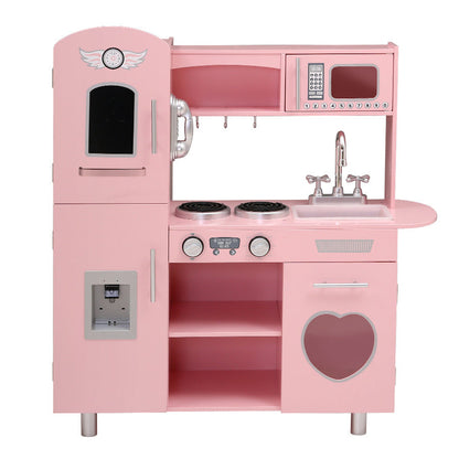 Keezi Kids Kitchen Play Set Wooden Pretend Toys Cooking Children Food Pink