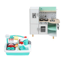 Keezi Kid Pretend Kitchen Wooden Play Sink Playset Dishwasher Toys Green