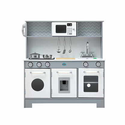 Keezi Wooden Play Kitchen Pretend Kitchen 82cm Kids Toy Food Set Grey