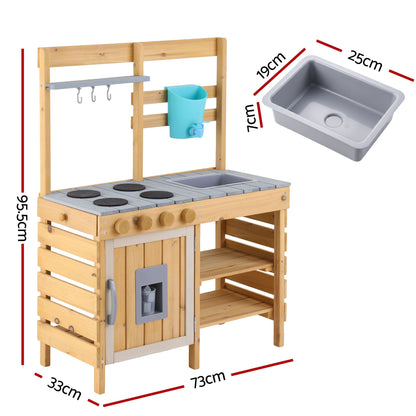 Keezi Kids Kitchen Playset Wooden Play Kitchen Mud Kitchen Toy Kitchen 95cm Tall