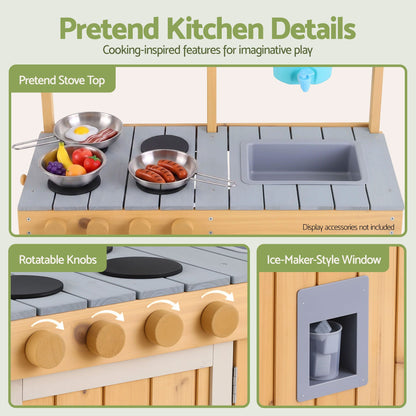Keezi Kids Kitchen Playset Wooden Play Kitchen Mud Kitchen Toy Kitchen 95cm Tall