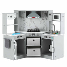 Keezi 112cm Wooden Pretend Kitchen Playset Kids Toy Sink Stove Grey