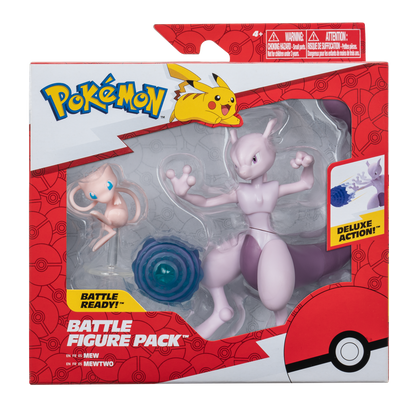 Pokemon 2 Figure Pack 4.5" Mewtwo 2" Mew #1