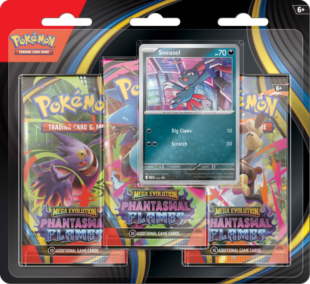Pokemon TCG Mega Evolution Phantasmal Flames Three Booster Blister Sneasel