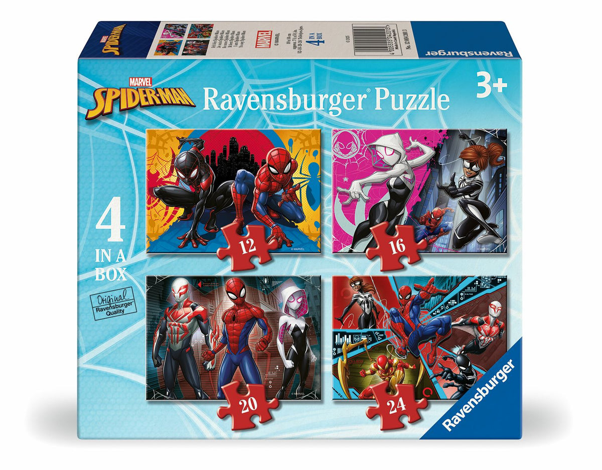 Spider-Man jigsaw puzzle set box with 4 panel artworks, age 3+