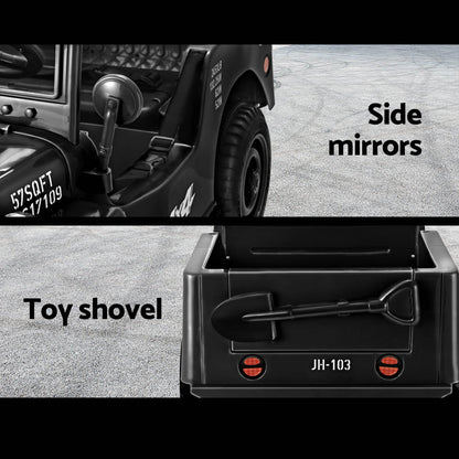 Rigo Kids Electric Ride On Car Jeep Military Off Road Toy Cars Remote 12V Black