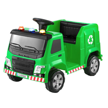 Rigo Kids Ride On Car Garbage Truck Police Light 12V Electric Toys Cars Green