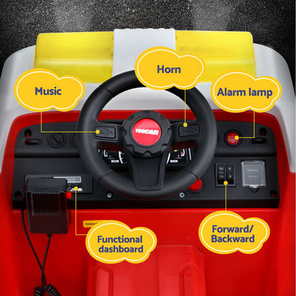Rigo Kids Ride On Car Electric Fire Engine Fighting Truck with Water Gun Music