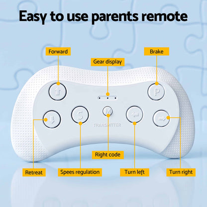 Parents remote control with buttons for forward, brake, turn left, and turn right