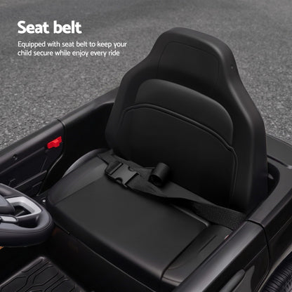 Ride-on SUV seat with lap belt and buckle