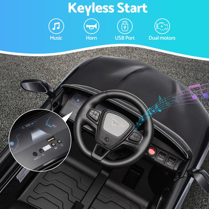 Kids Ride On Car 12V Licensed Ford Electric Toy with Remote Control Horn Music 97x61cm Black